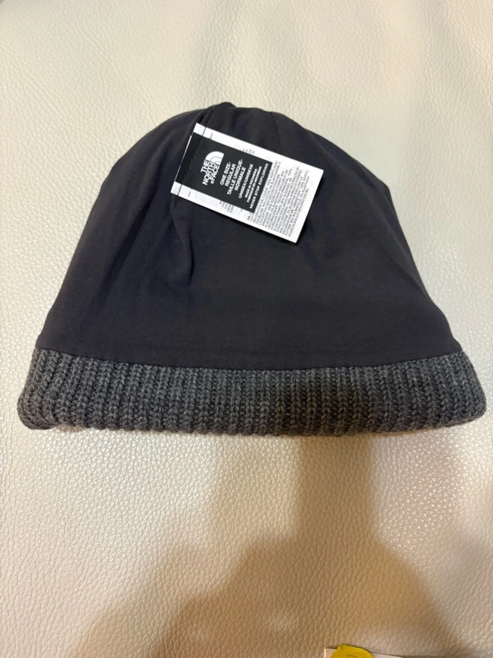 The North Face Charcoal Rib-Knit Beanie with Logo Patch
